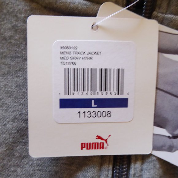 PUMA BRAND MENS GRAY WITH BLACK LONG SLEEVE TRACK JACKET WITH FULL ZIPPER L NEW - Picture 9 of 13